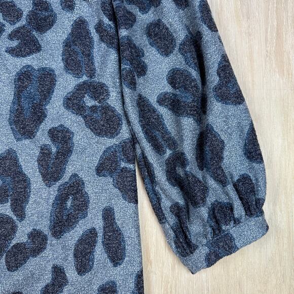 Susan Graver Open Front Long Sleeve Animal Print Chic Cardigan Sweater Large - Picture 3 of 15